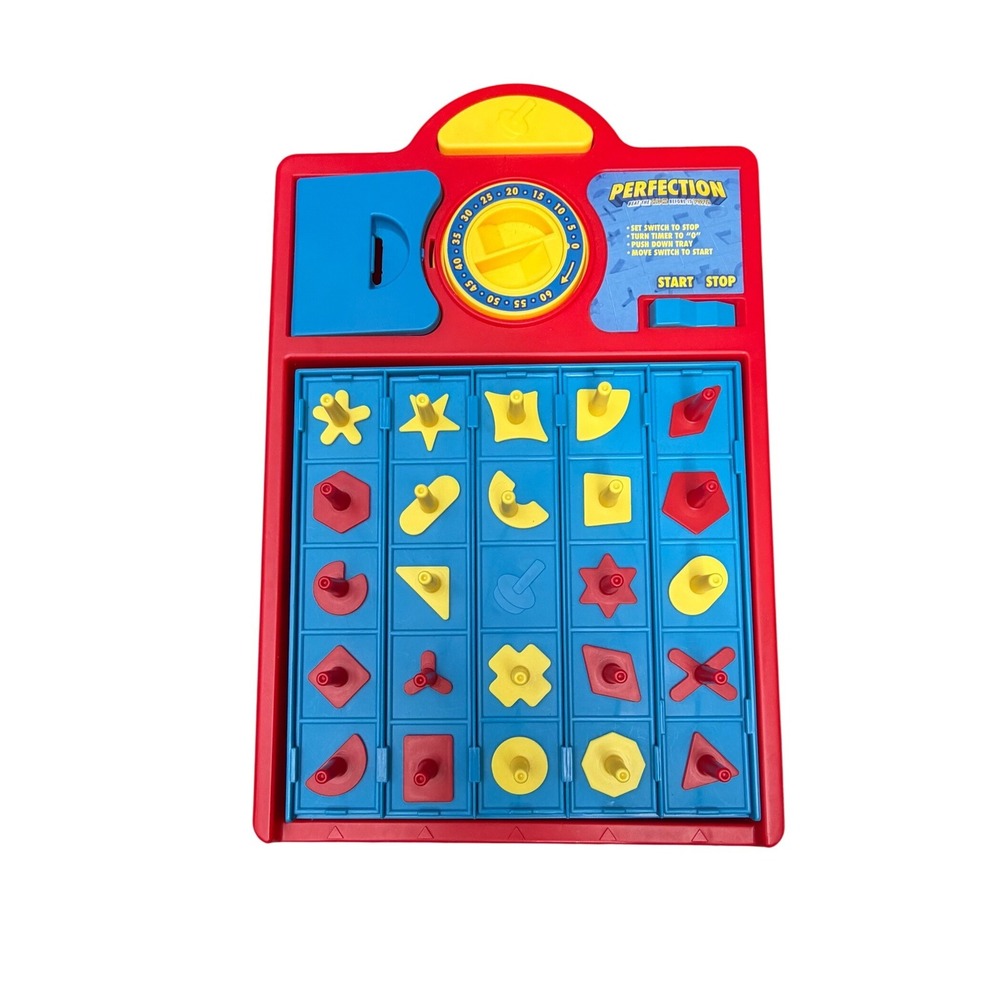 Hasbro Perfection Board Game Shape Matching Plastic Red Blue Yellow
